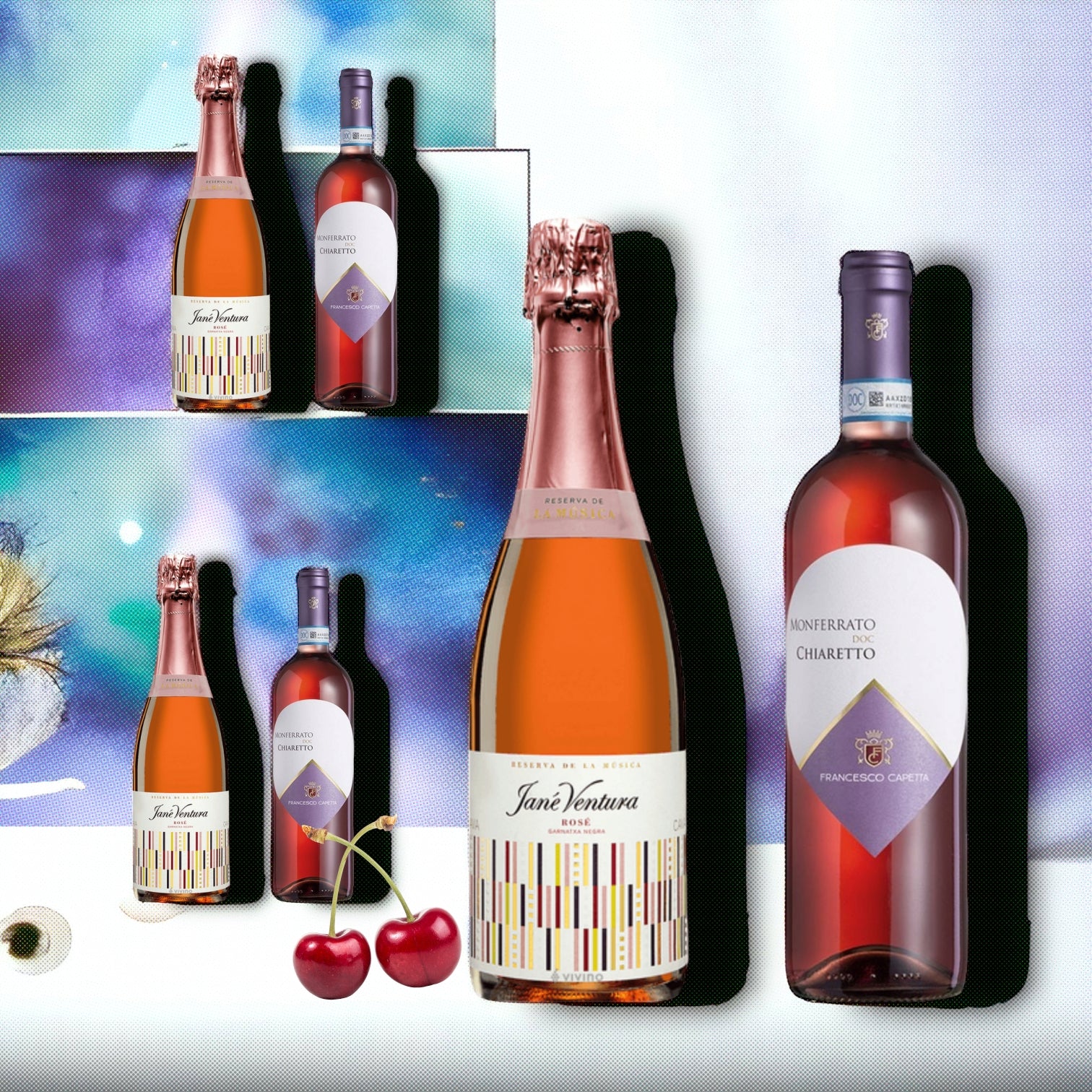 Jané Ventura Reserva de la Música Rosé 2018 + Capetta Monferrato DOC Chiaretto Francesco Sparkling Lillion Wine Offer special offer