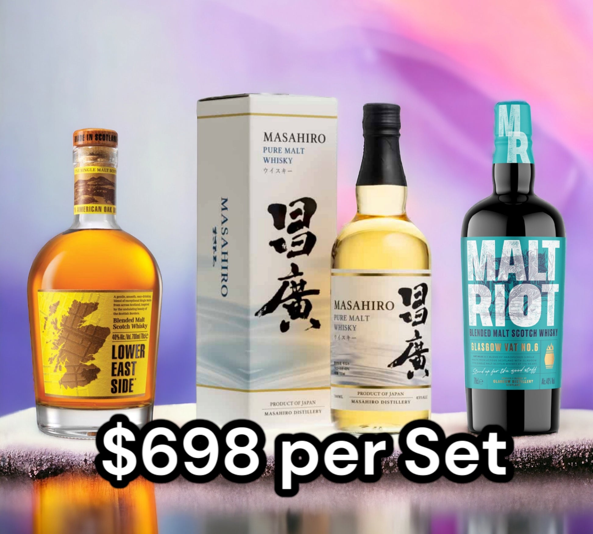 Special Package Offer Pure Malt Set 3 bottles whisky Lillion Wine Offer special offer