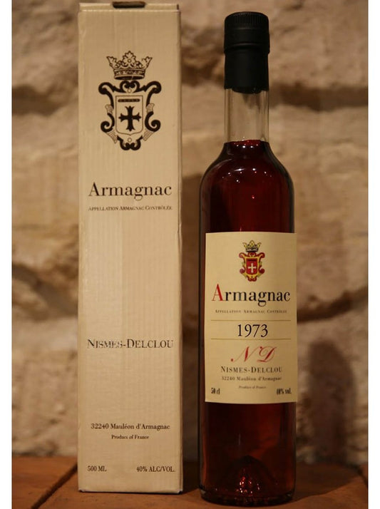Armagnac Nismes Delclou 1973 40% 50cl cognac Lillion Wine Offer Armagnac Nismes Delclou
